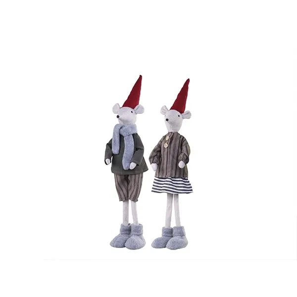 Chic Antique – Set de 2 souris de Noël debout « Asger et Agnès », H52cm
